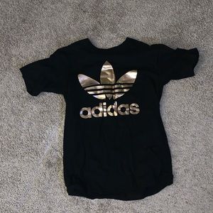 Authentic Adidas Tee Shirt with Rose Gold Logo.